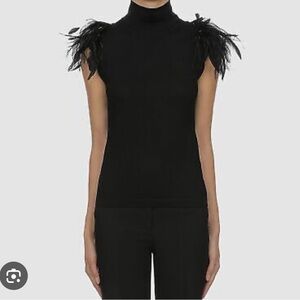 Black Feathered Sleeveless Top